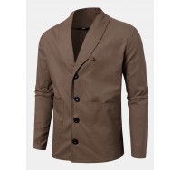 Mens Brown Vintage Single  Breasted Jacket With Double Pocket