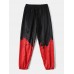 Men Contrast Color Chinese Style Elastic Drawstring Street Pants