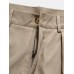 Men Solid Pleats Suit Pants Button Side Pockets Casual Trousers