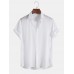 Mens Pure Color Textured Lapel Daily Short Sleeve Shirts