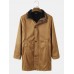 Mens Vintage Solid Color Warm Mid  Length Woolen Coats With Pocket