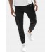 Men Side Striped Cargo Side Pocket Drawstring Elastic Waist Casual Jogger Pants