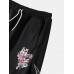 Men Flower Pattern Letter Chinese Style Elastic Drawstring Street Pants