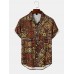 Mens Retro Tribal Print Short Sleeve Front Buttons Shirts