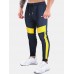 Men Jogger Sweatpants Colorblock Elastic Waist Ankle Length Pants