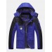 Mens Patchwork Windproof Warm Thick Fleece Lined Hooded Coats With Pocket