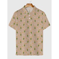 Cartoon Hand Drawn Fruit Beer Printing Men‘s Short Sleeve Polo