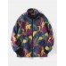 Men Polar Fleece Tie Dye Stand Collar Pockets Zip Cardigans Jacket Coat