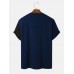 Mens Knitted Contrasting Color Stitching Short Sleeve T  Shirt